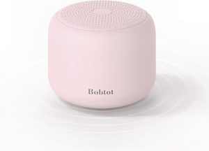 Bobtot Portable Bluetooth Speakers with Strap Easy to Carry, Wireless IPX5 Waterproof Mini Speaker with Loud Stereo Sound, 20 Hours Playtime, Rechargeable Battery, Built-in Microphone, Pink